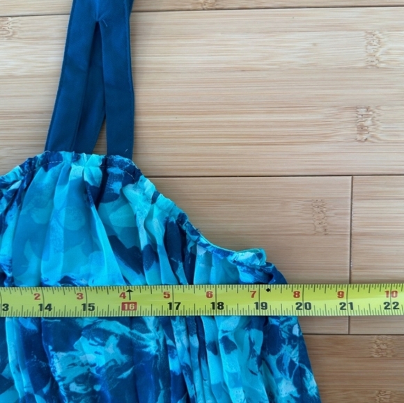 {Lane Bryant} Teal and Navy Maxi Pleated Dress 14/16 - Picture 7 of 8